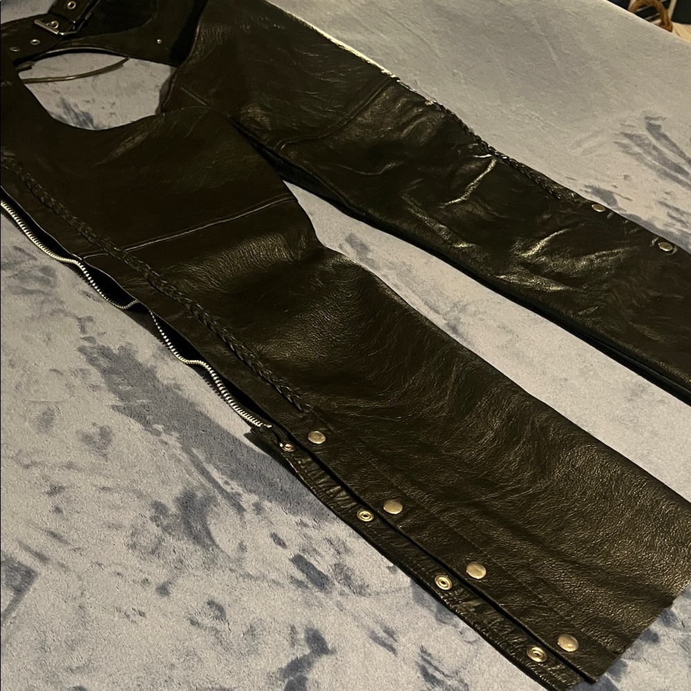Black Leather Chaps. Leather King. - Picture 3 of 8